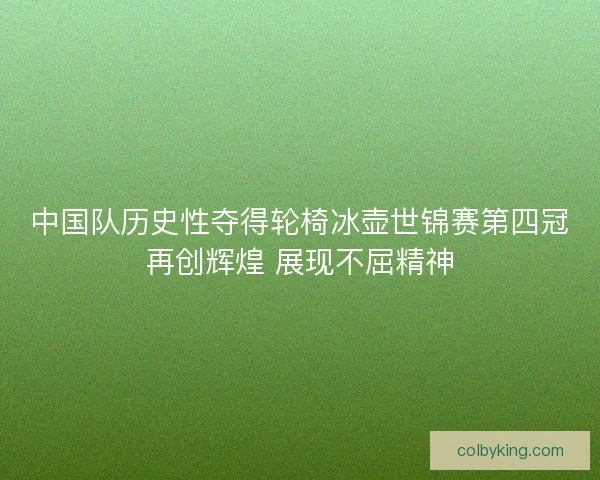 中国队历史性夺得轮椅冰壶世锦赛第四冠再创辉煌 展现不屈精神